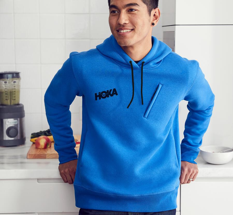 Sweat À Capuche Hoka One One Performance Homme - Bleu - TUC-843025